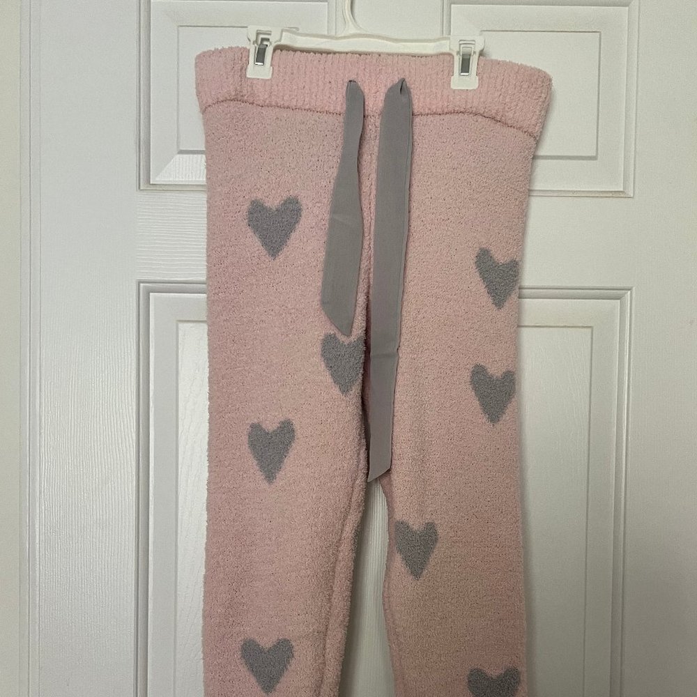 Honeydew - Fuzzy Lounge Pink Pajama Pants with Gray Hearts - Size Small